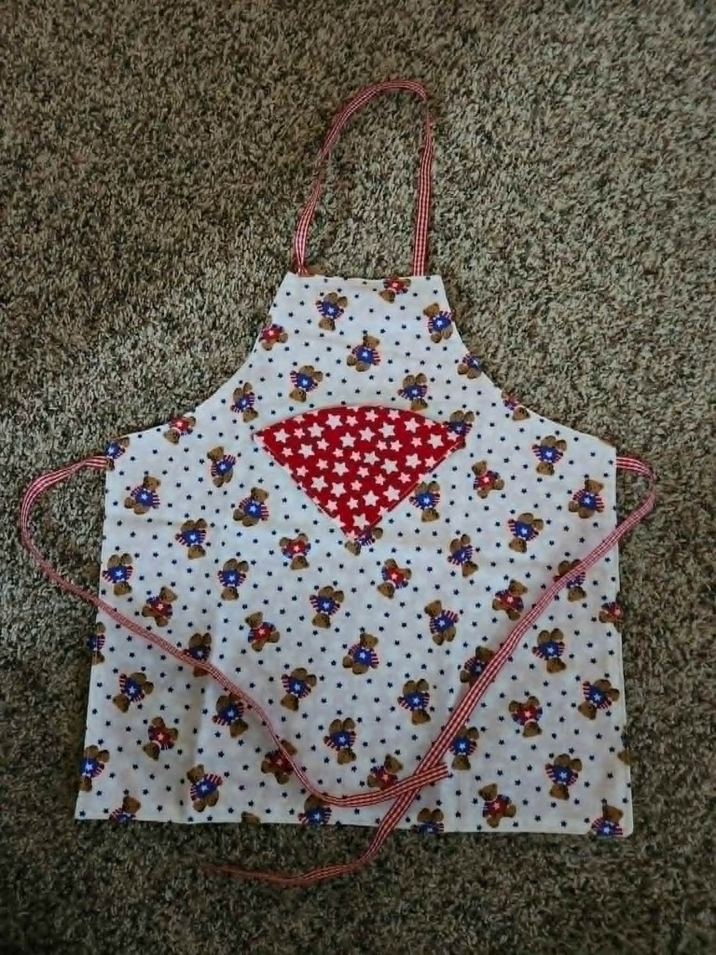 Red Teddy Bear 4th of July Toddle Apron