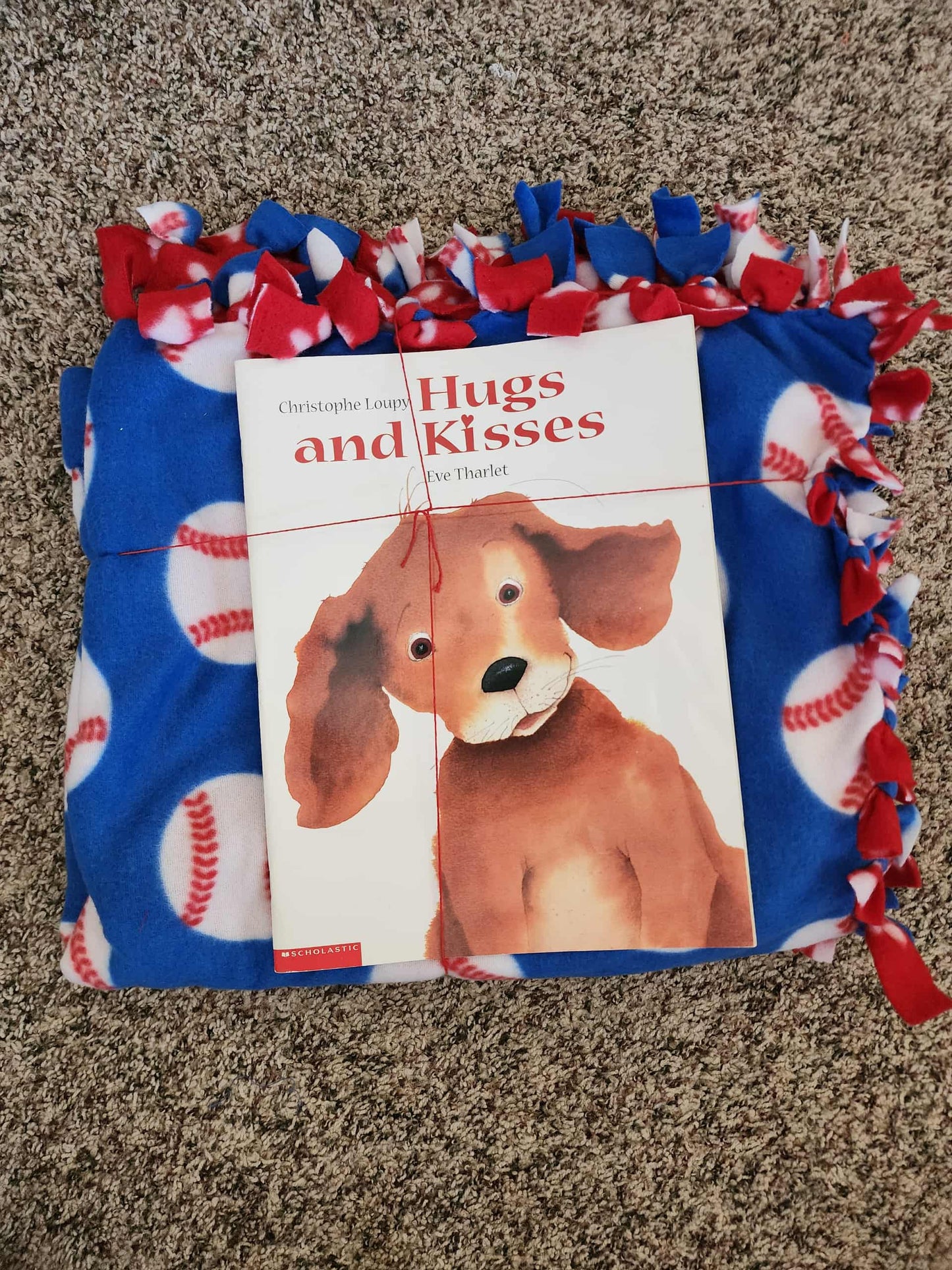 Blue Baseball and Paw Print Tied Blanket