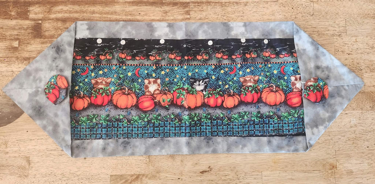 Cat and Pumpkin Patch Halloween Table Runner