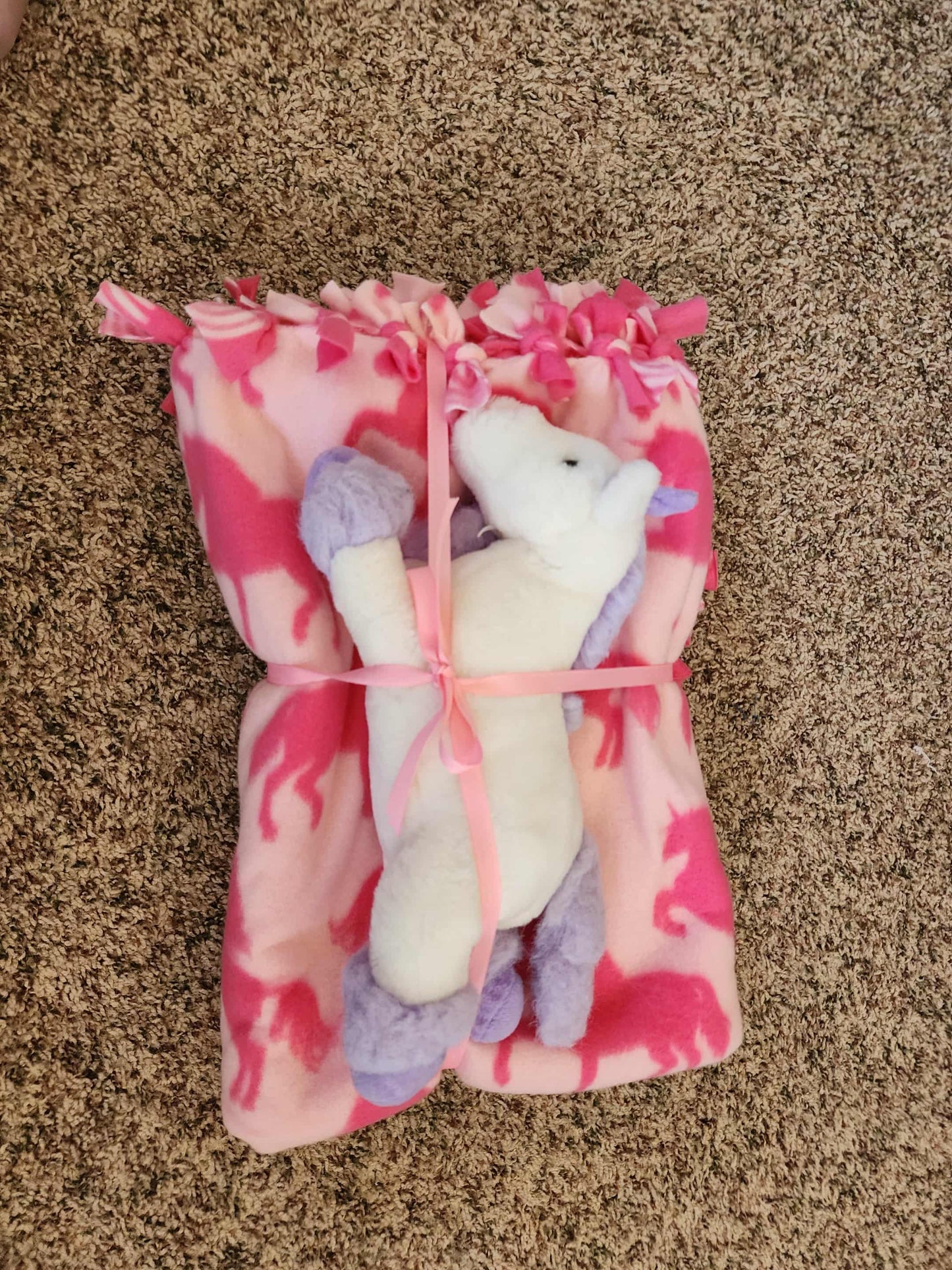 Pink Unicorn Tied Blanket