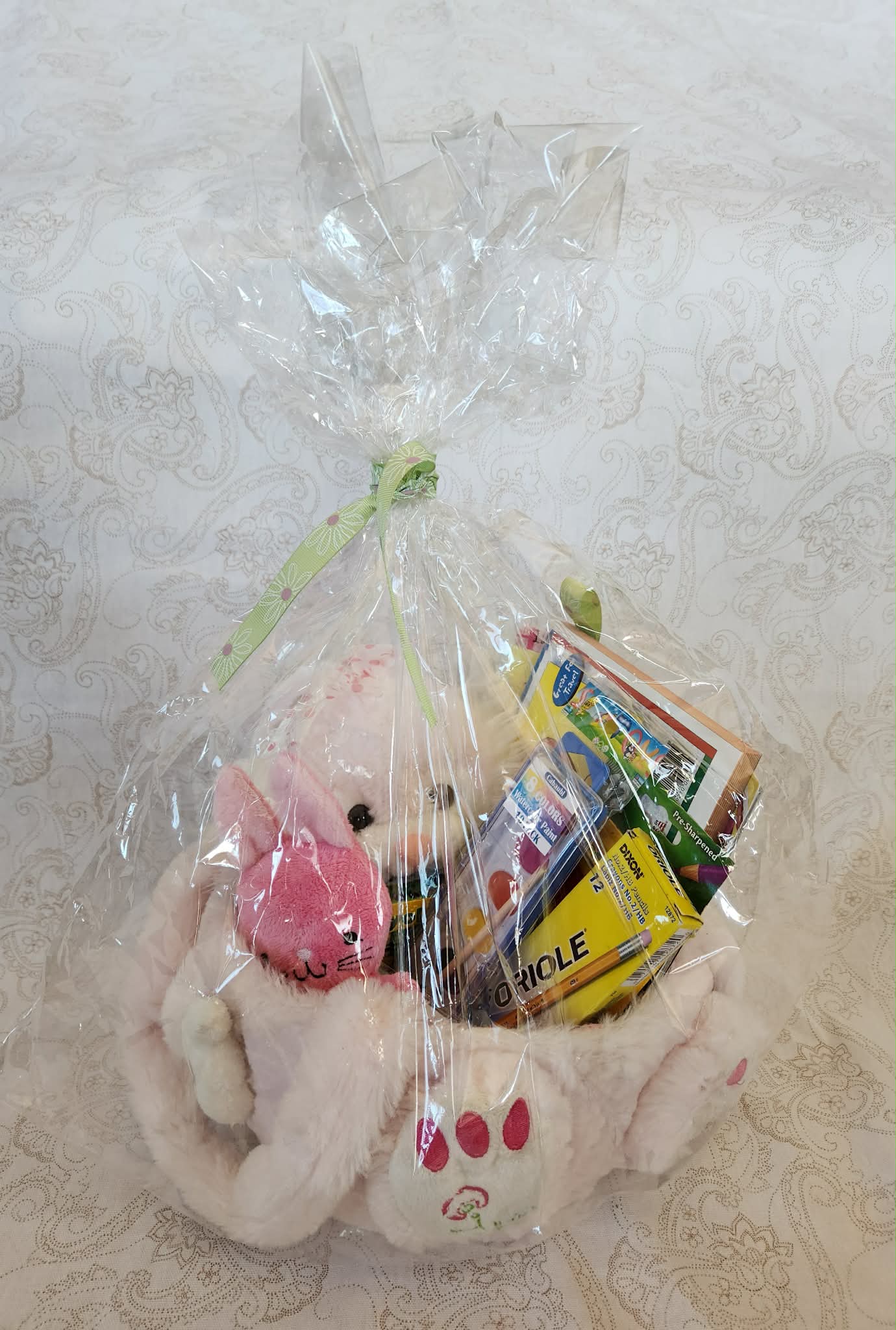 White and Pink Easter Bunny Activity Basket