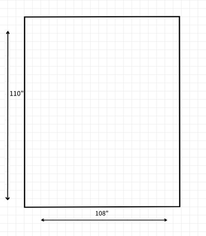 A rectangle with and arrow on the bottom with 108" then on the left side also has an arrow with 110" next to it