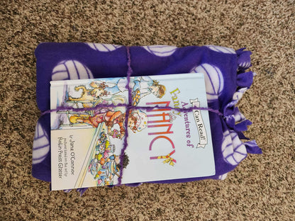 Purple Volleyball and Rainbow Tied Blanket
