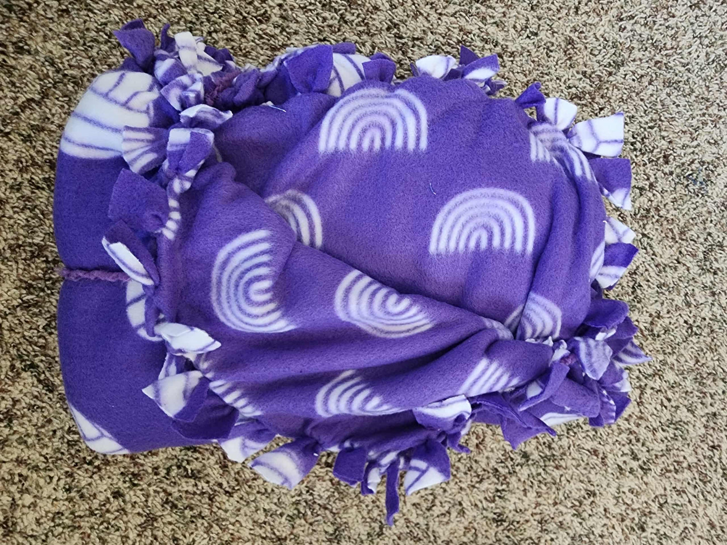 Purple Volleyball and Rainbow Tied Blanket