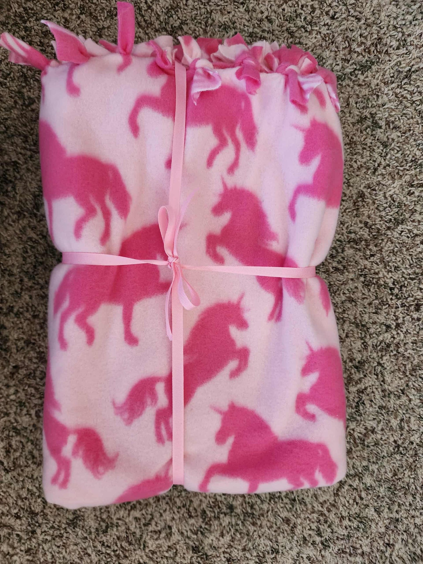 Pink Unicorn Tied Blanket