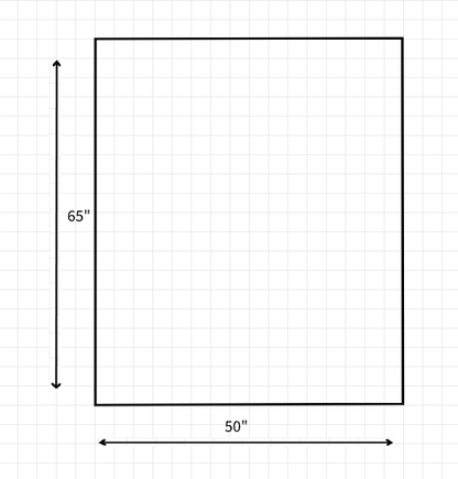 A rectangle with and arrow on the bottom with 50" then on the left side also has an arrow with 65" next to it