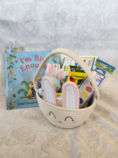 Pink and Blue Easter Bunny Activity Basket