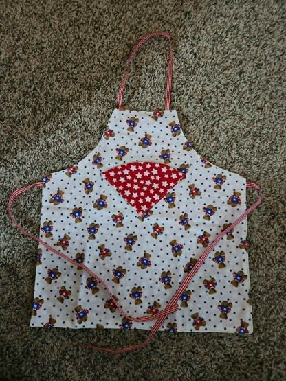 Red Teddy Bear 4th of July Toddle Apron