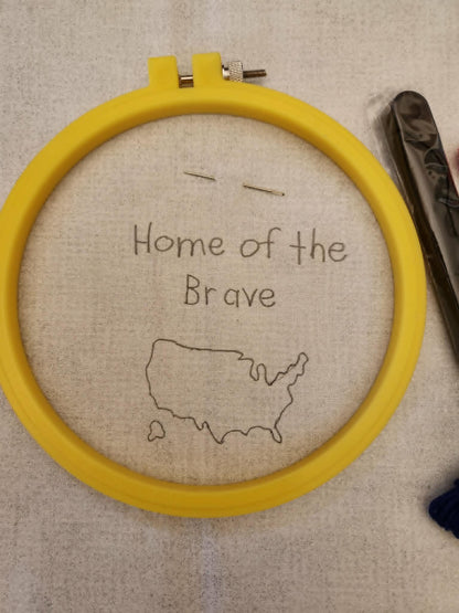 Home of the Brave Hand Embroidery