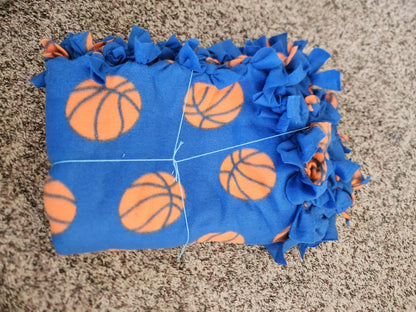 Blue Basketball Tied Blanket