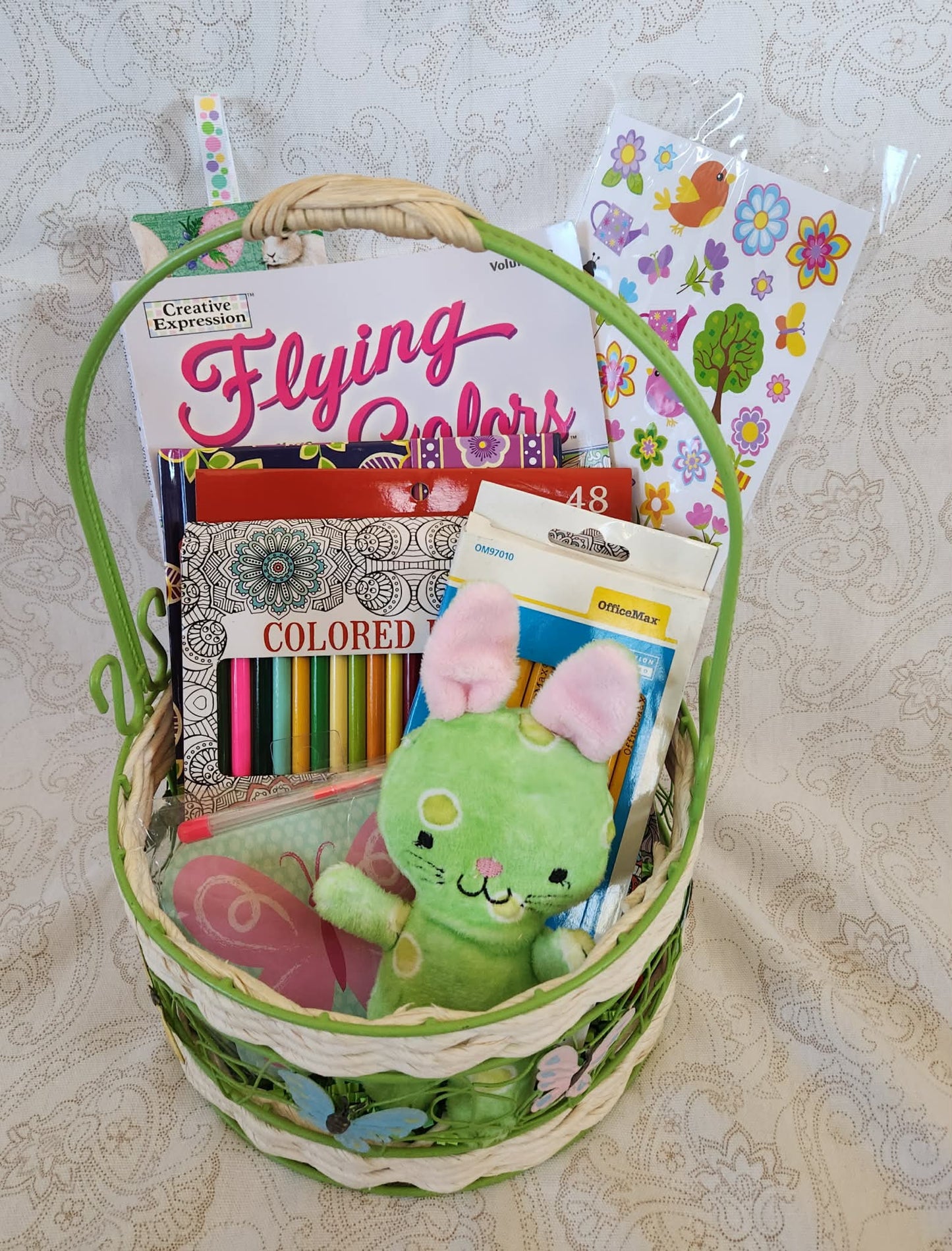 Green Butterfly and Bunny Easter Activity Basket