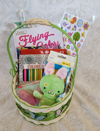 Green Butterfly and Bunny Easter Activity Basket