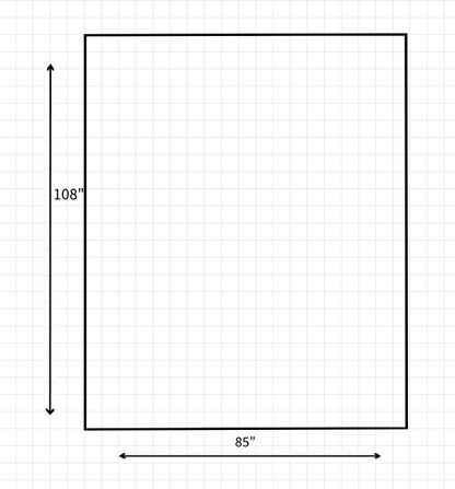 A rectangle with and arrow on the bottom with 85" then on the left side also has an arrow with 108" next to it