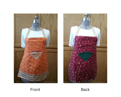 Front view Gobble Gobble Writing with orange background with Multicolor pocket. Back view Christmas stoking with red background with a white spots on green background. comes with multiple cookie cutters.