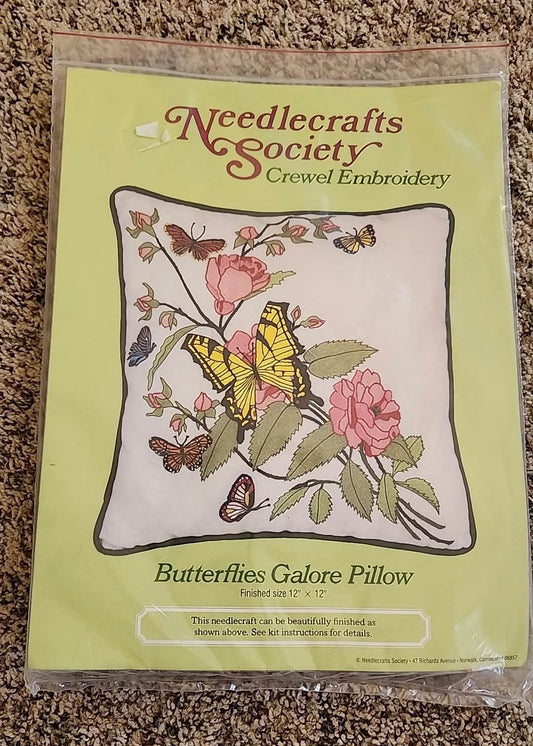 Hand Embroidery Butterflies Pillow