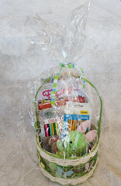 Green Butterfly and Bunny Easter Activity Basket
