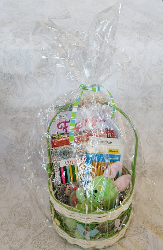 Green Butterfly and Bunny Easter Activity Basket