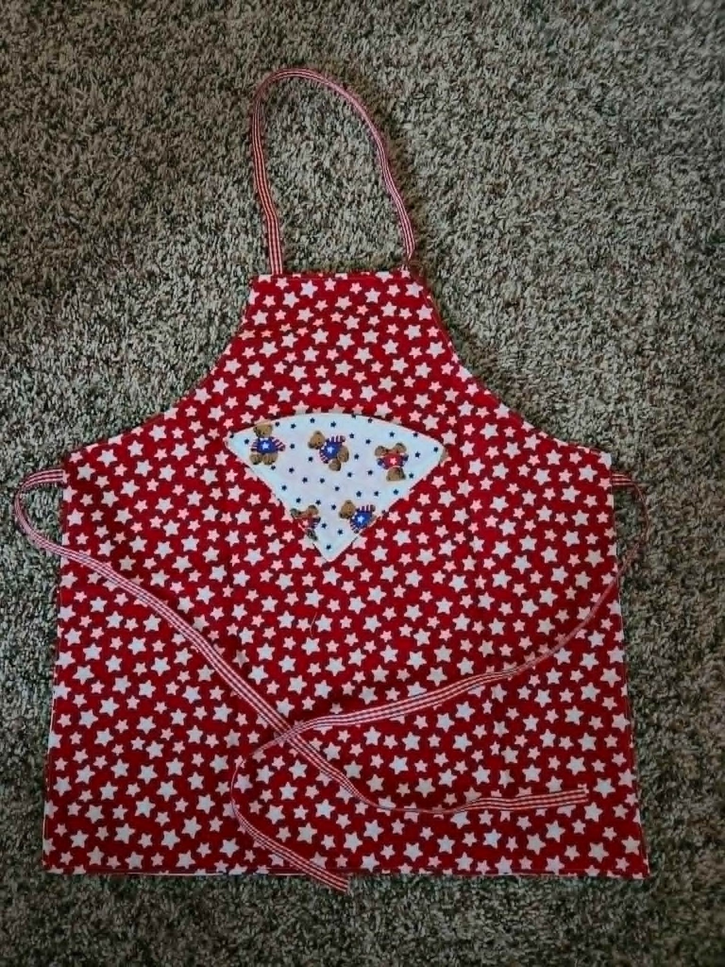 Red Teddy Bear 4th of July Toddle Apron
