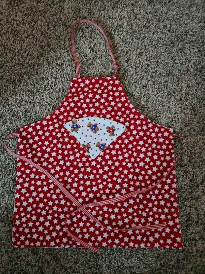 Red Teddy Bear 4th of July Toddle Apron