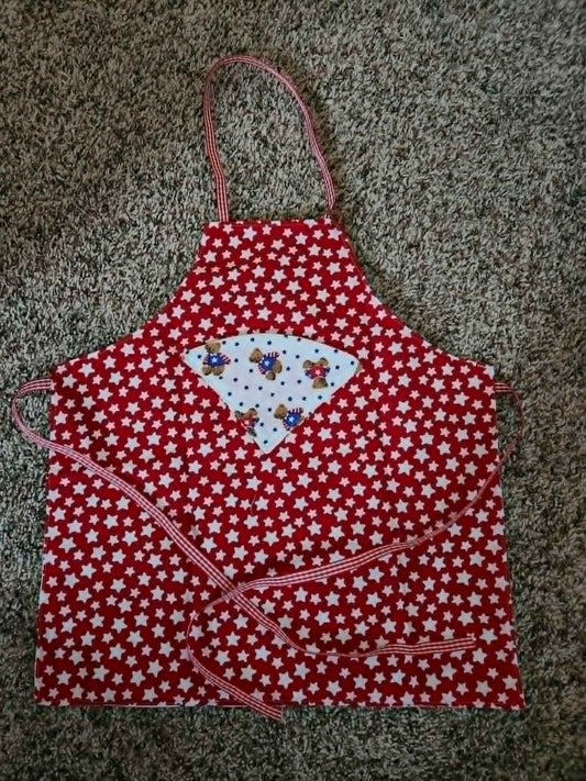 Red Teddy Bear 4th of July Toddle Apron