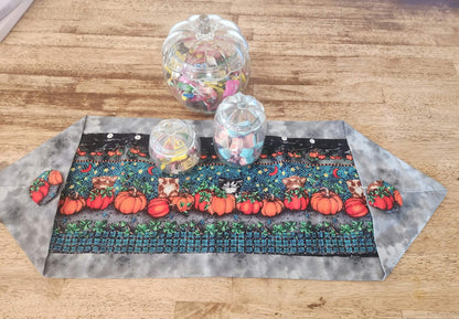 Cat and Pumpkin Patch Halloween Table Runner