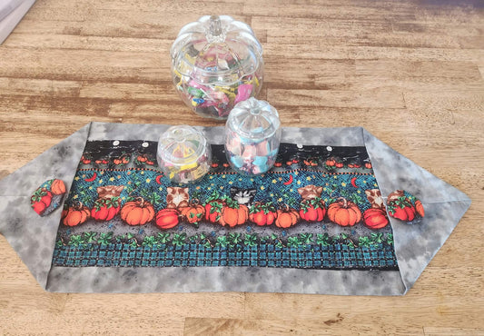 Cat and Pumpkin Patch Halloween Table Runner