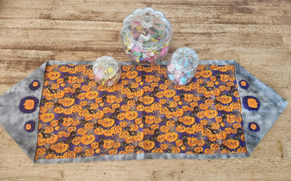 Multi Gray Pumpkin Halloween Table Runner