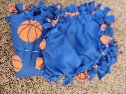 Blue Basketball Tied Blanket