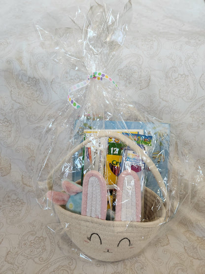 Pink and Blue Easter Bunny Activity Basket