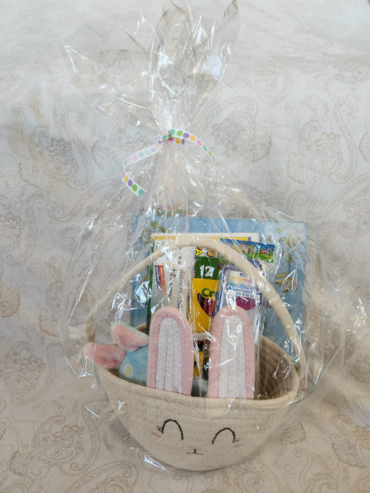 Pink and Blue Easter Bunny Activity Basket