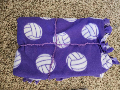 Purple Volleyball and Rainbow Tied Blanket