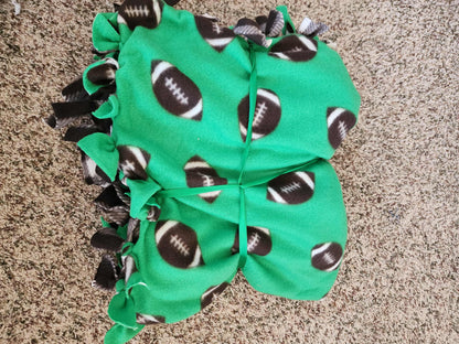 Green Football Tied Blanket